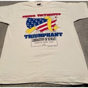 VINTAGE Victory In The Gulf Desert Storm Shirt Adult XL 90s Single Stitch USA.
